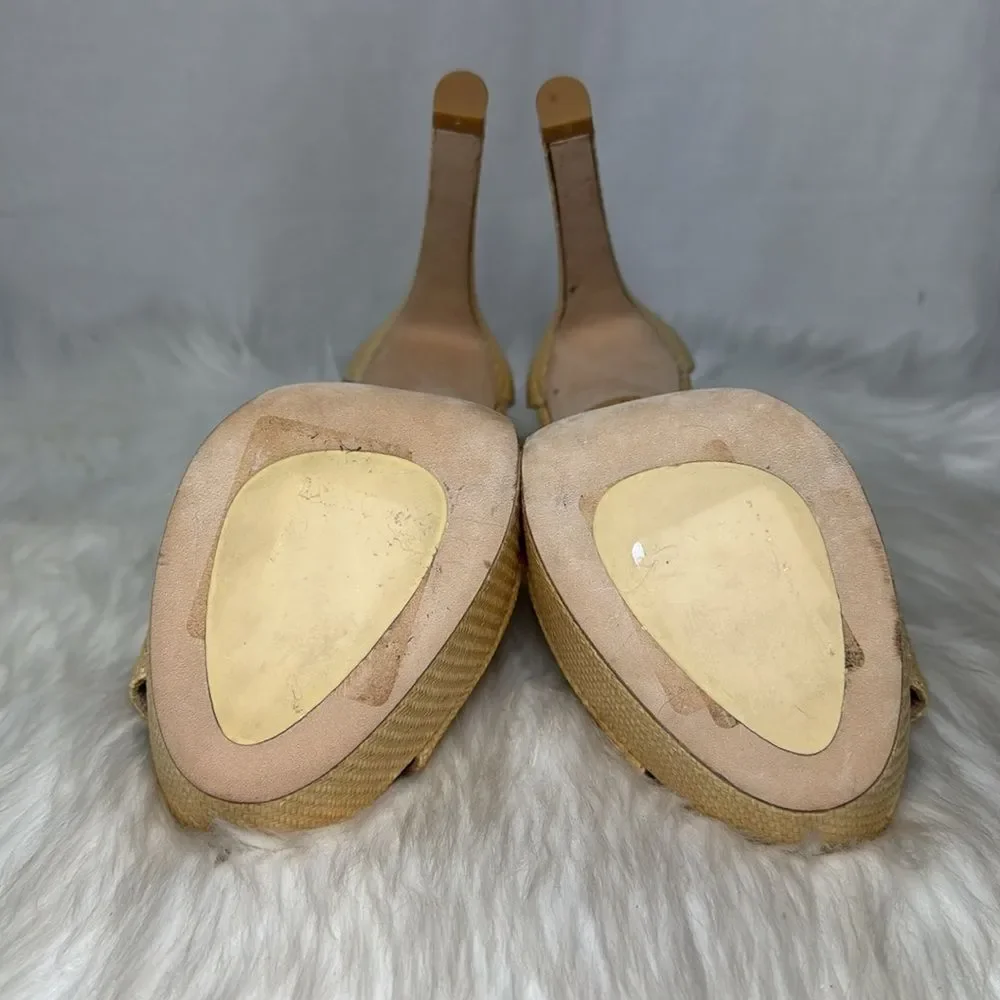 Stuart Weitzman‎ Women's Straw Platform Sandals Sz 9